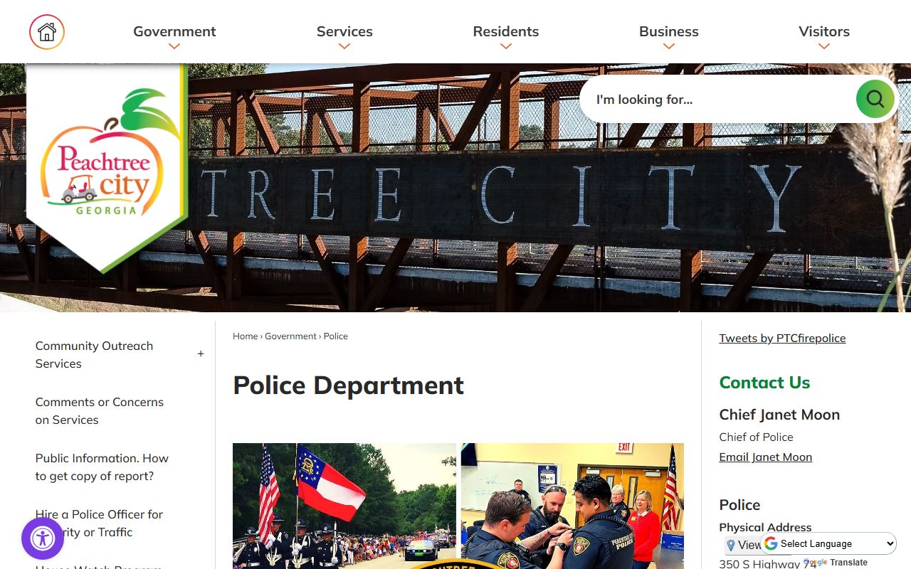 Peachtree City Police Department website for 72 hour booking information