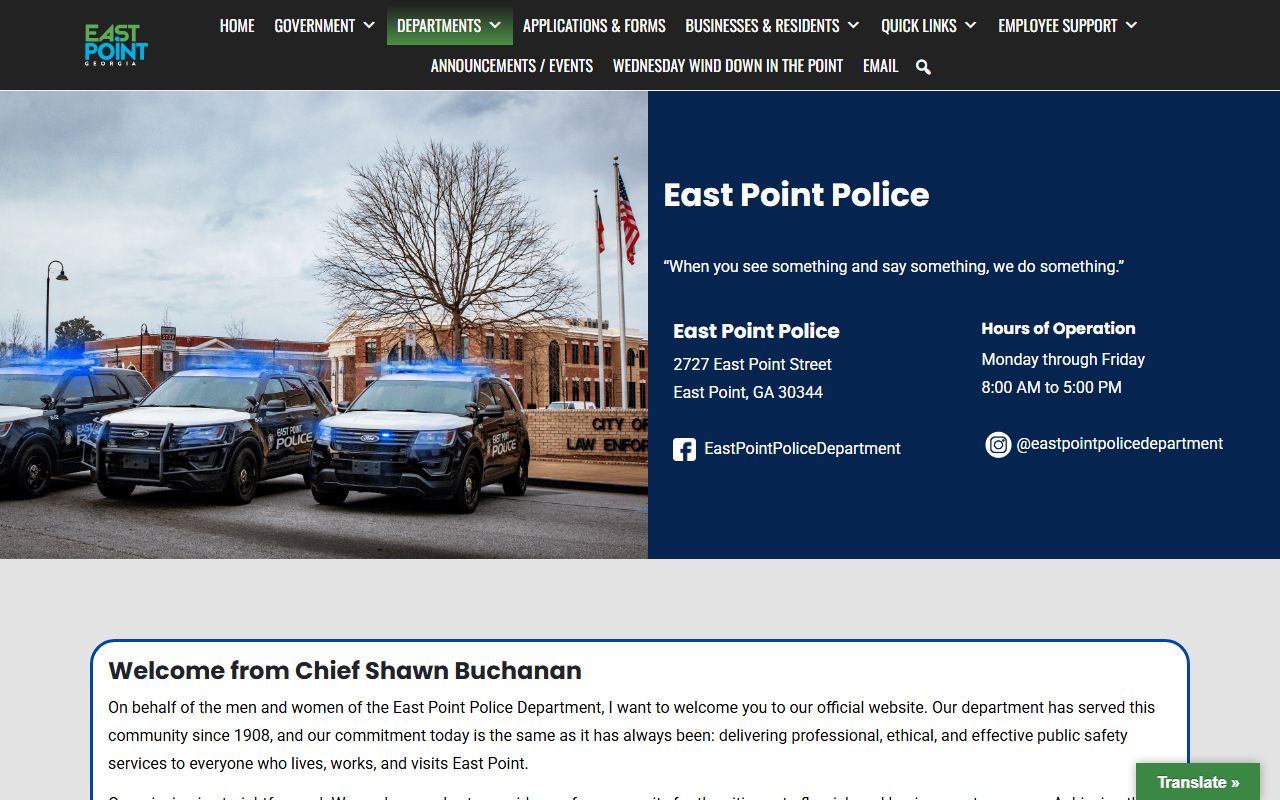 East Point Police Department website for 72 hour booking information