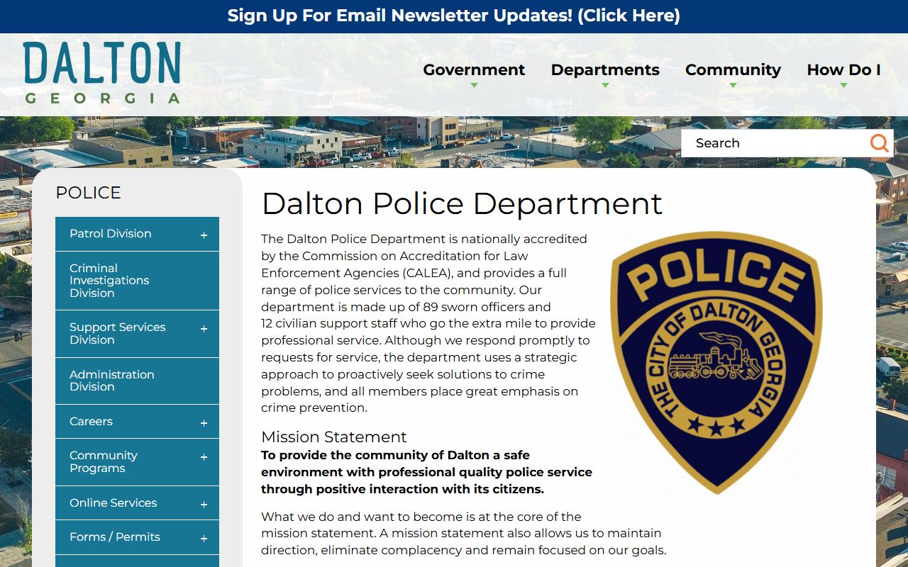 Dalton Police Department website for 72 hour booking information
