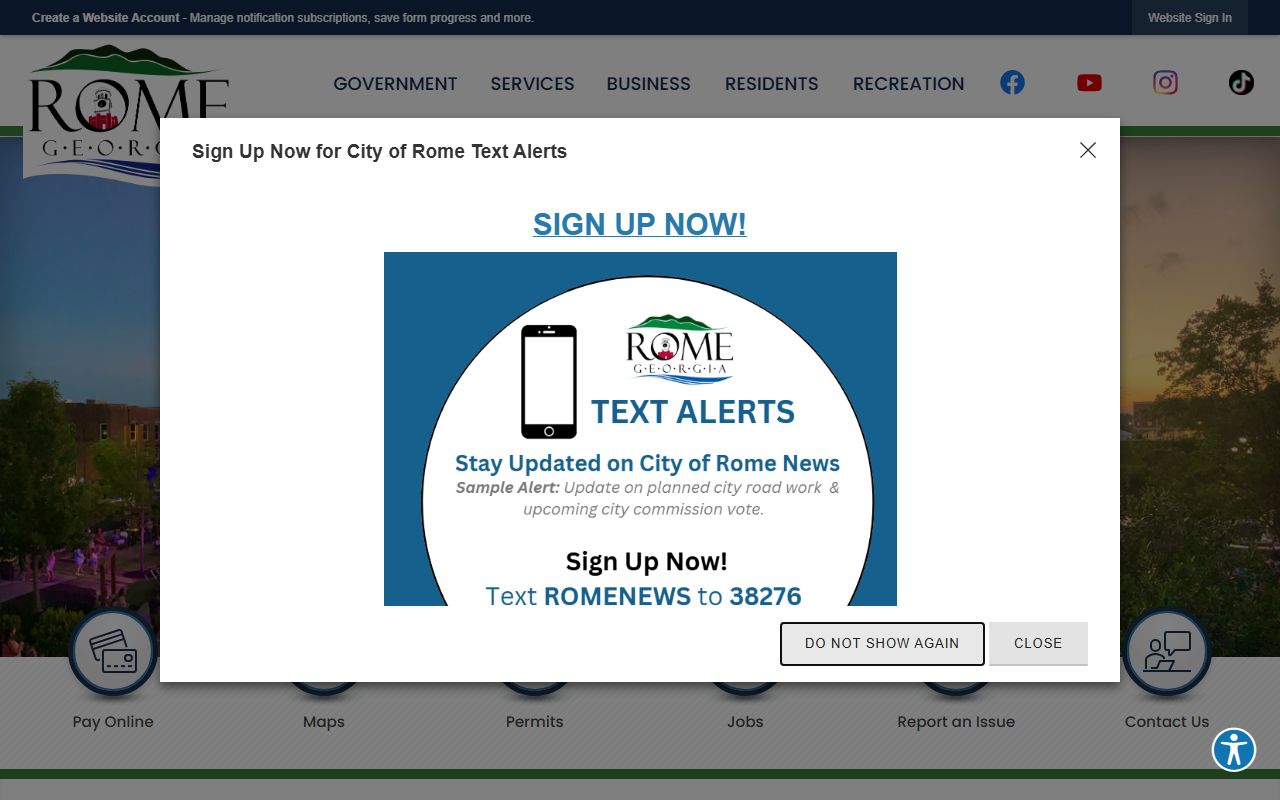 Rome city website for 72 hour booking information