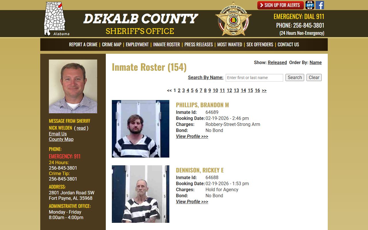 DeKalb County inmate roster showing 72 hour booking records