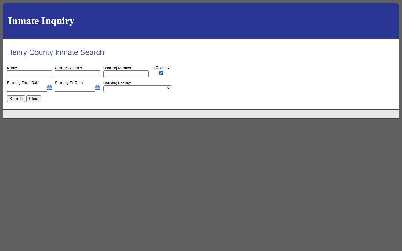 Henry County inmate database search for 72 hour booking
