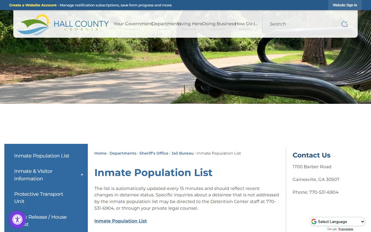 Hall County inmate population list 72 hour booking records