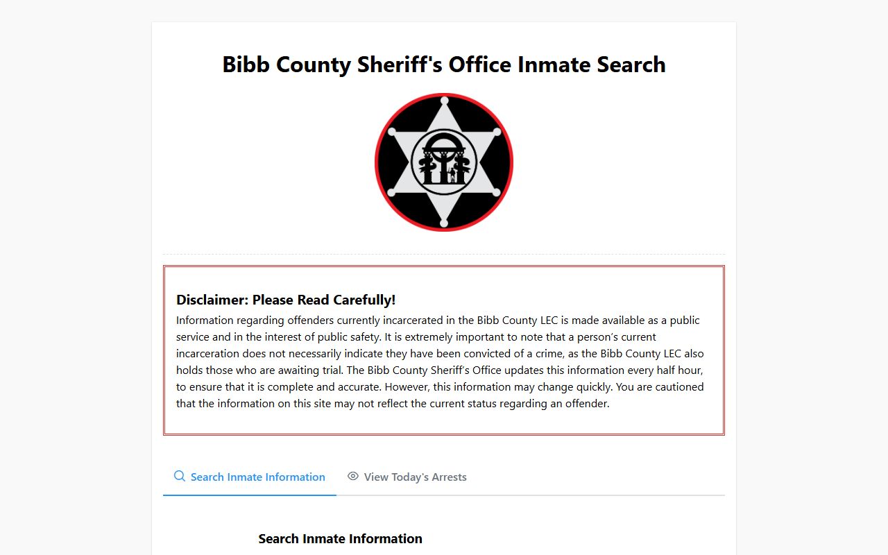 Bibb County inmate search tool 72 hour booking records