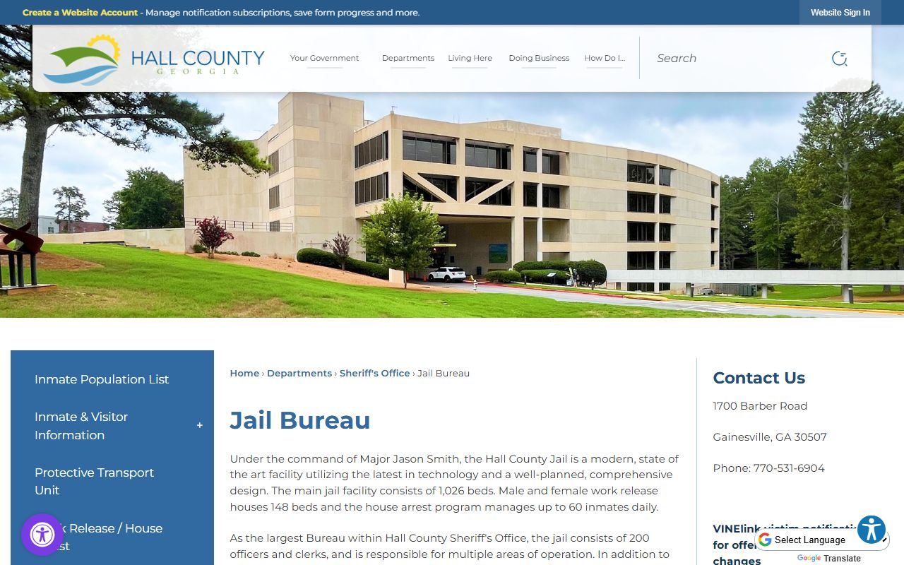Hall County Jail Bureau page 72 hour booking information