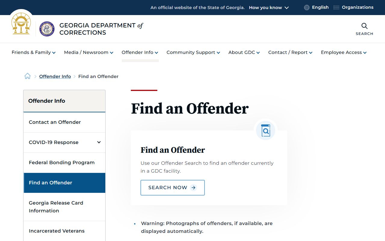 Georgia Department of Corrections 72 hour booking offender search portal