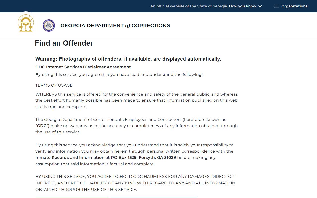 GDC offender search database for Georgia 72 hour booking records