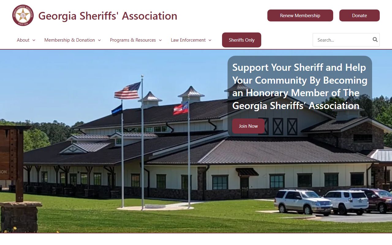 Georgia Sheriffs Association homepage for 72 hour booking records